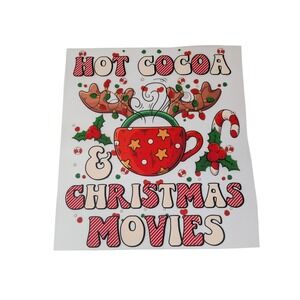 DTF Transfers Ready to‎ Press Hot Cocoa Christmas Movies - Iron on Transfer
